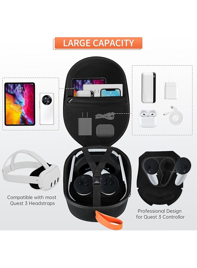 erorex Carrying Case With Magnetic Charging Port For Meta Quest 3 Accessories Hard Travel Case For Oculus Quest 3 All In One VR Headset And Controllers Quest 3 Backpack Portable Storage Bag  - Image 2