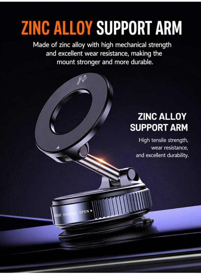 ZARVIONEL Magnetic Car Phone Holder, 360° Rotatable Foldable Phone Mount with Vacuum Suction Cup and Magnetic Ring, Universal Car Mobile Holder for Dashboard, Desk, Mirror and Smooth Surface - Image 3