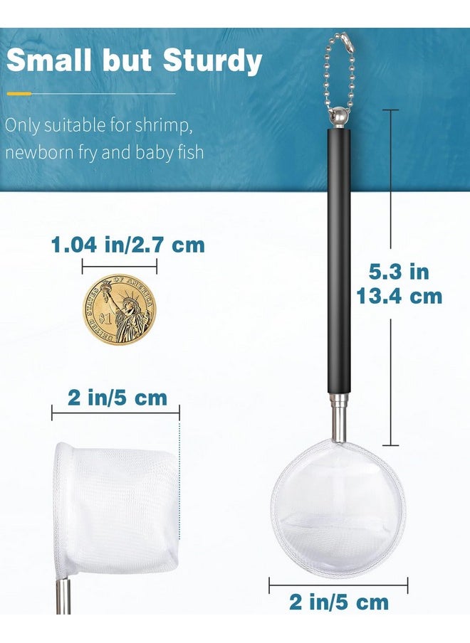 Pawfly Aquarium Shrimp Net 2 Inch Tiny Fish Tank Net With Extendable Stainless Steel Handle Soft Round Fine Net Mesh For Shrimp Baby Fish Food Residue Debris Skimming Net For Small Ponds  - Image 3
