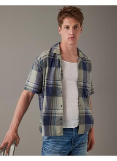American Eagle AE Plaid Button-Up Poolside Shirt  - Image 1