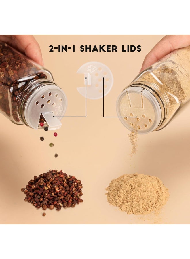 Relex 24 Pcs Glass Spice Jars with Black Printed Spice Labels - 4oz Empty Square Spice Bottles - Shaker Lids and Airtight Metal Caps - Silicone Collapsible Funnel  - Image 4