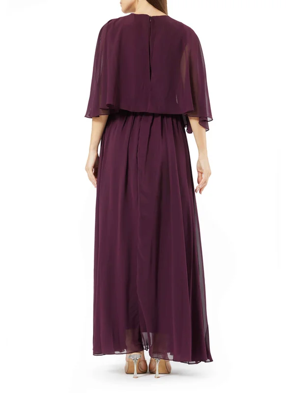 Amri Cape Bodice Embellished Flared Dress