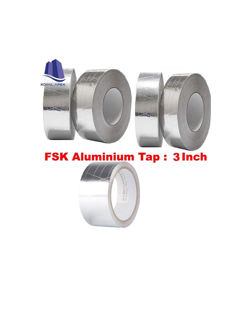 Multi purpose Strong Aluminium Foil Adhesive Insulation Tape for Roof Leak Surface Crack Window Sill Gap Pipe Ruptur Boat Sealing, Etc. 3 Inch  Pack of 5 FSK Aluminium Tap - Image 2
