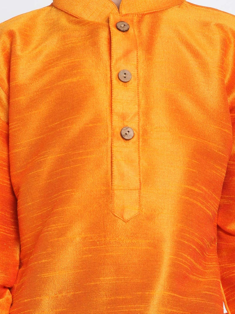 JBN Creation Vastramay Boy's Cotton Silk Blend Pathani Style Kurta and Patiyala Dhoti Set (Orange, 6-7 Years, VASnBUK001ORnCDMA) - Image 2