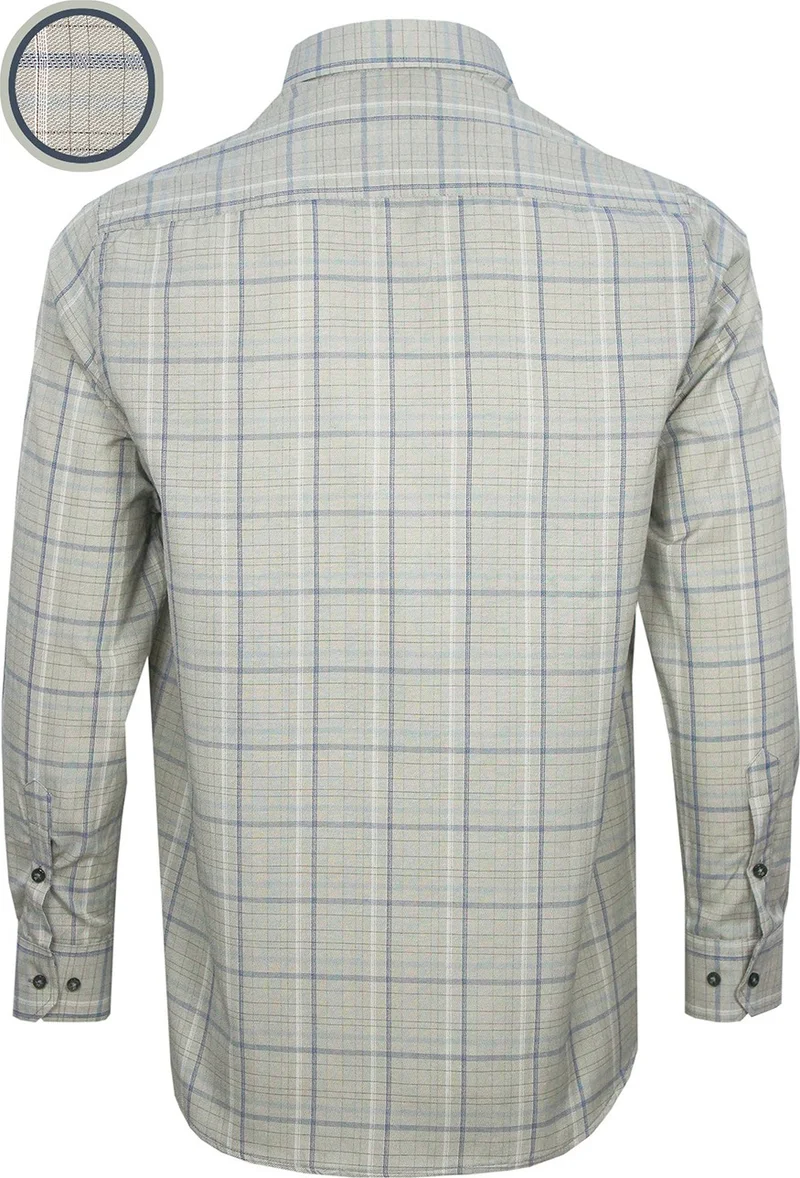 فاريتا Men's Green Classic Cut Check Collar Buttoned Single Pocket Long Sleeve Shirt