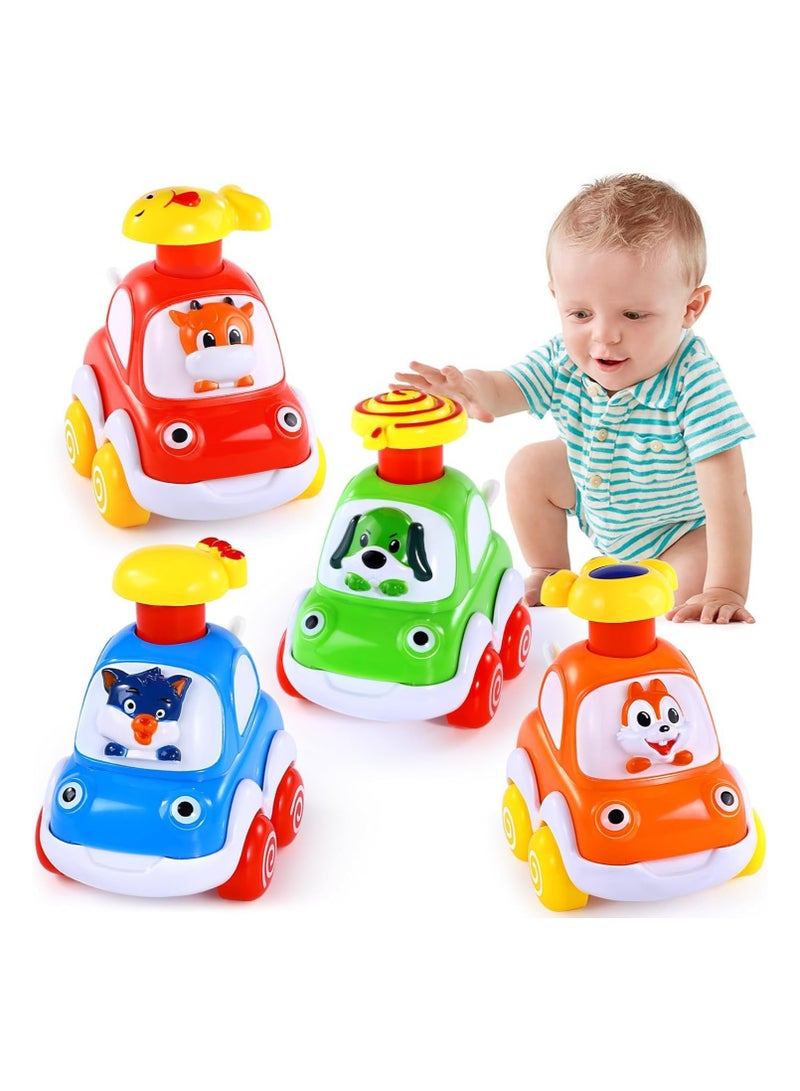 Oasisgalore 4Pcs Press Toy Car Fun Forest Animal Pressure Car Cartoon Inertia Car Sliding Toys Model Cars Kids  - Image 1
