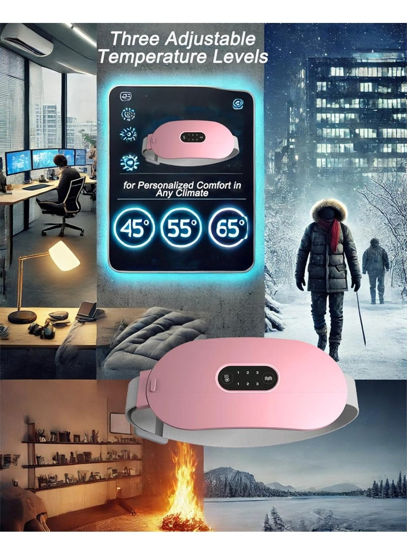 وسادة تدفئة محمولة وبدون أسلاك 2024 – حزام للتدفئة لتخفيف آلام الدورة أو الظهر مع 3 مستويات حرارة و4 أوضاع اهتزاز - Image 3