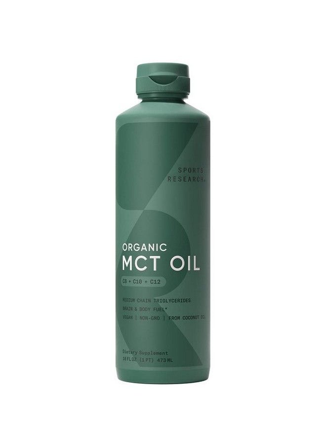 SPORTS RESEARCH - Organic Mct Oil Keto & Vegan Mcts C8 C10 C12 From Coconuts Fatty Acid Brain & Body Fuel Non Gmo & Gluten Free Flavorless Oil Perfect In Coffee Tea & Protein Shakes 16 Oz - Image 1