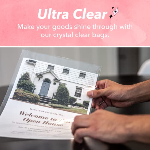 Pack It Chic - 11” X 14” (200 Pack) Clear Resealable Cello Poly Bags - Fits 11X14 Prints, Photos, Documents - Self Seal - Image 5