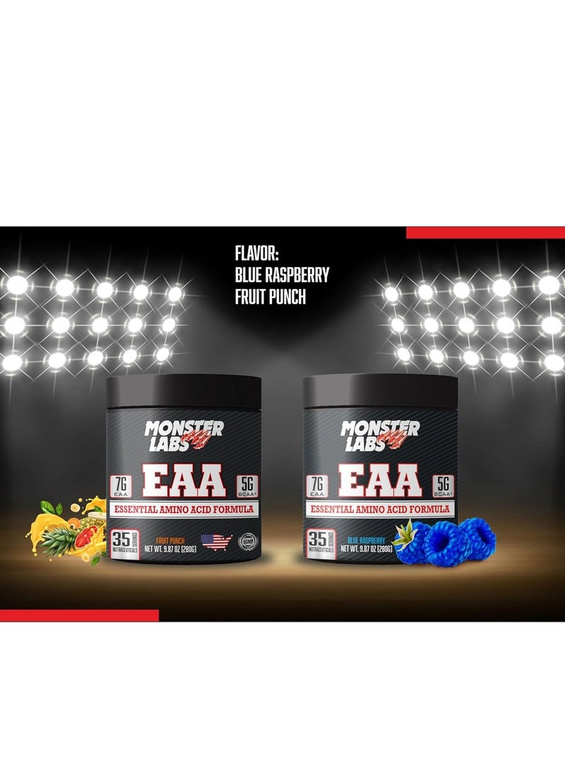 Monster Labs EAA 280g 35 Servings - Premium Amino Acid Supplement for Muscle Recovery and Hydration (Blue Raspberry) - Image 5