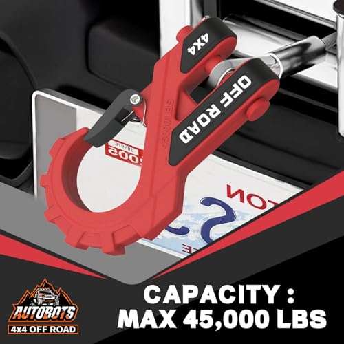 AUTOBOTS 3/8" Winch Hook Max 45,000 Lbs, Heavy Duty ATV Winch Hook with Safety Latch for ATV UTV SUV Trailers，Tow Winch Accessories for Synthetic Rope Winch Cable Red - Image 5