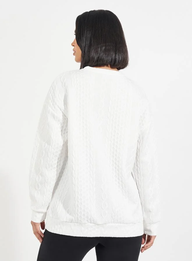 Styli Oversized Regular Length Textured Sweatshirt