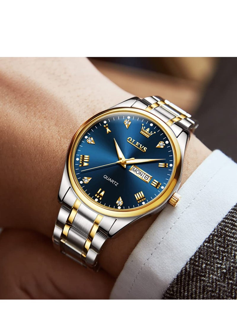 OLEVS Watches for Men Stainless Steel Quartz Analog Water Resistant Watch 5563 - Image 4