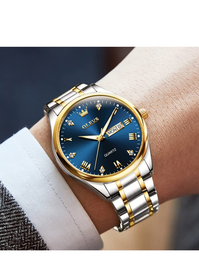 OLEVS Watches for Men Stainless Steel Quartz Analog Water Resistant Watch 5563 - Image 3
