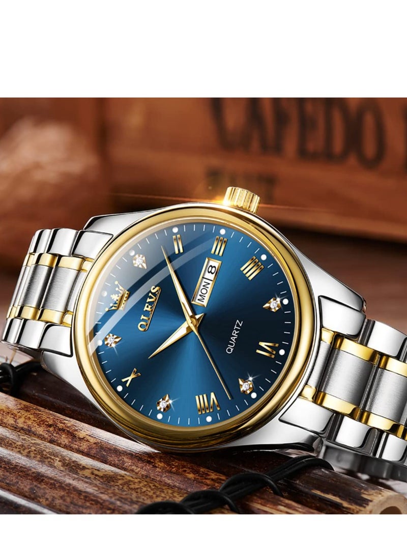 OLEVS Watches for Men Stainless Steel Quartz Analog Water Resistant Watch 5563 - Image 5