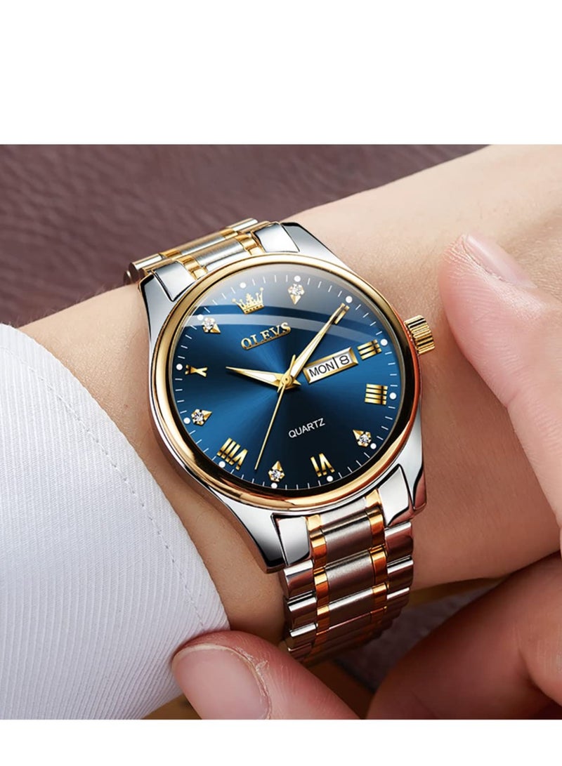 OLEVS Watches for Men Stainless Steel Quartz Analog Water Resistant Watch 5563 - Image 2