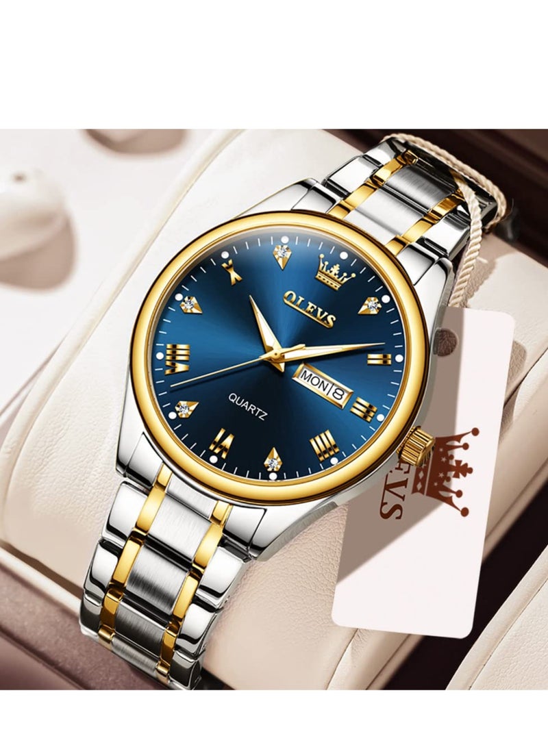 OLEVS Watches for Men Stainless Steel Quartz Analog Water Resistant Watch 5563 - Image 1