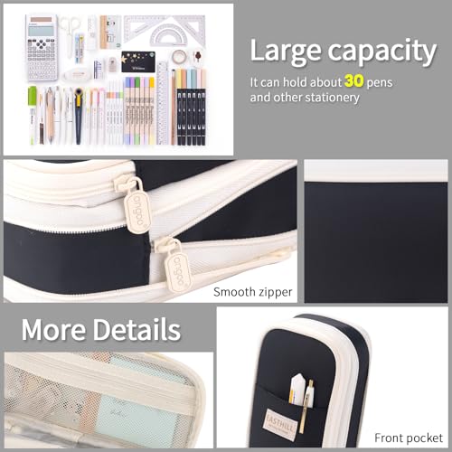 EASTHILL Big Capacity Pencil Case Large Pencil Pouch Stationery Pen Bag for Teen Girls-Black - Image 5