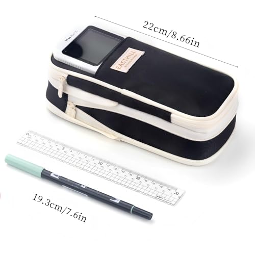 EASTHILL Big Capacity Pencil Case Large Pencil Pouch Stationery Pen Bag for Teen Girls-Black - Image 3
