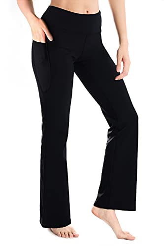 Yogipace Women's Bootcut Yoga Pants with Side Pockets, Flare Leggings for Travel, Lounge & Everyday Wear,31",Black,Size S - Image 1