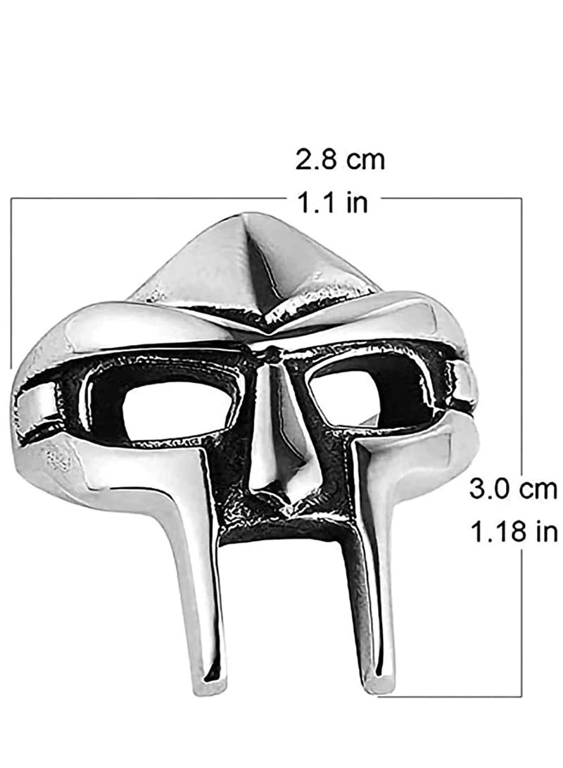 KASTWAVE 1/2 Pcs Doom Mask Ring - Size 7-14, Egyptian Pharaoh Ring, Viking Men's Rings, Vintage Biker Ring, Punk Gladiator Style Stainless Steel Ring Silver Male Ring Jewelry Accessory - Image 2
