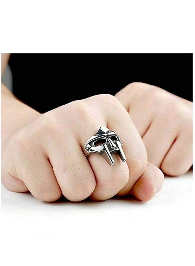 KASTWAVE 1/2 Pcs Doom Mask Ring - Size 7-14, Egyptian Pharaoh Ring, Viking Men's Rings, Vintage Biker Ring, Punk Gladiator Style Stainless Steel Ring Silver Male Ring Jewelry Accessory - Image 3