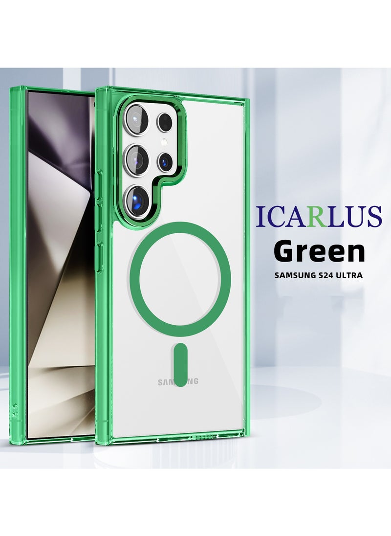 ICARLUS For Samsung Galaxy S24 Ultra Case Compatible with MagSafe TPU+PC Anti-Scratch Cover - Green  - Image 1