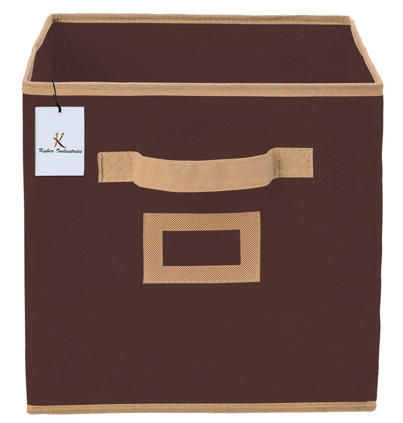 Kuber Industries Non Woven 2 Pieces Small Foldable Storage Organiser Cubes/Boxes (Coffee & Purple) - CTKTC035172 - Image 3