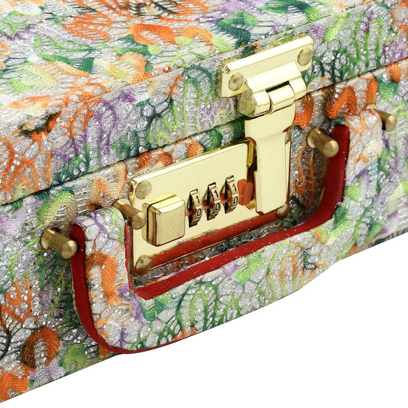 Kuber Industries Kuber Industries Wooden Four Rod Shining Bangle Storage Box with Lock System (Orange and Green, 32 cm x 25 cm x 10 cm) - CTKTC039387  - Image 4