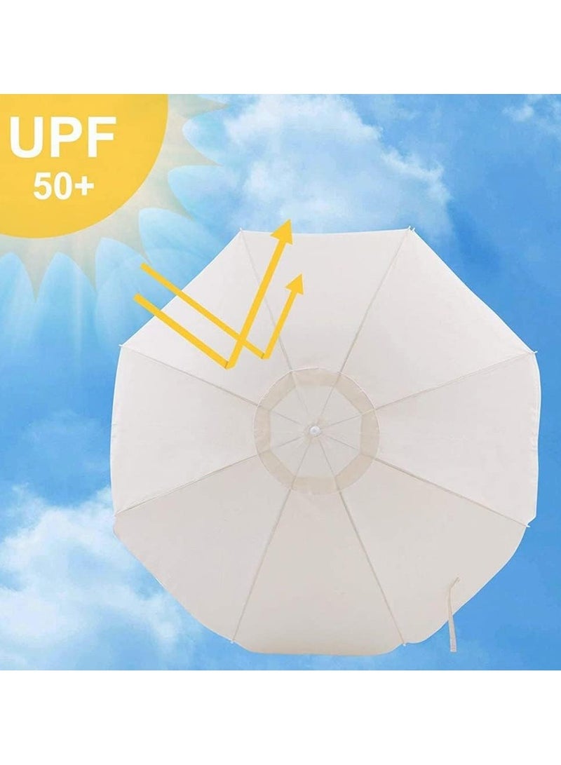 REBENUO umbrella Beach Portable Beach Umbrella with Inner Silver Coating and UV Protection Strip for Travel, Sun and Outdoor Activities - Beach Umbrella 180 cm tall - Image 5