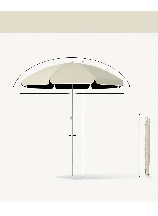 REBENUO umbrella Beach Portable Beach Umbrella with Inner Silver Coating and UV Protection Strip for Travel, Sun and Outdoor Activities - Beach Umbrella 180 cm tall - Image 4