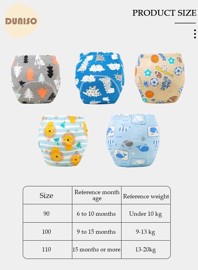 DUNISO 5 Pcs 6 Layer Breathable Cotton Training Pants Training Underwear Pants Size M Suitable For 8-13 Kg Baby Girls Boys - Image 4