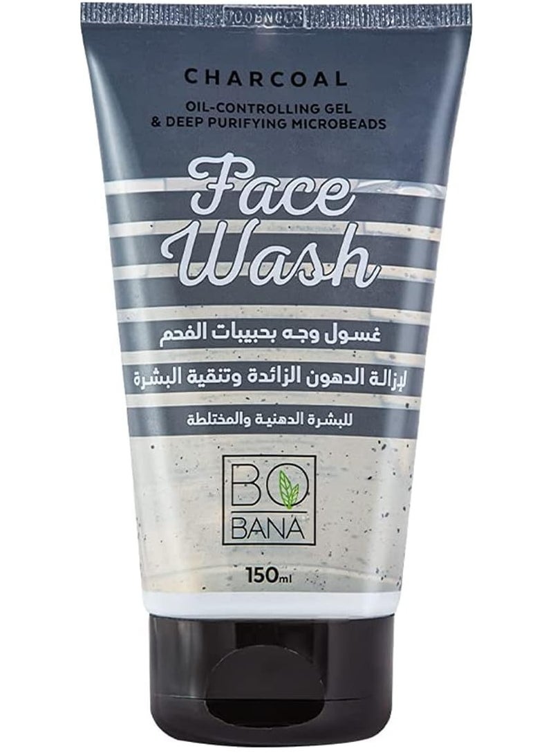 BOBANA Charcoal Oil Controlling Gel And Deep Purifying Microbeads Face Wash 150 ml - Image 1