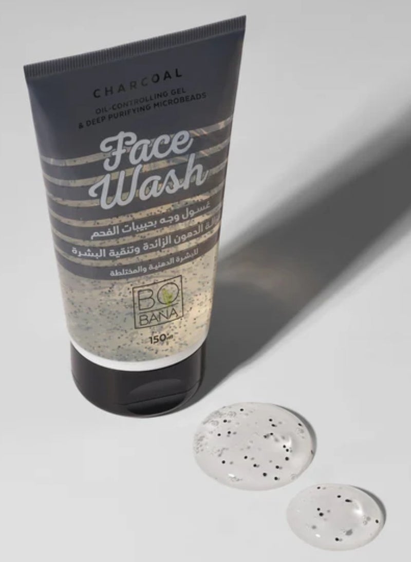 BOBANA Charcoal Oil Controlling Gel And Deep Purifying Microbeads Face Wash 150 ml - Image 2