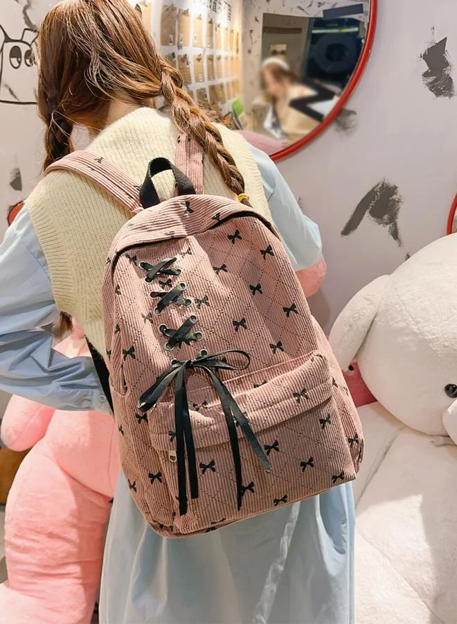 Take Two Bow Print Zip Closure Backpack