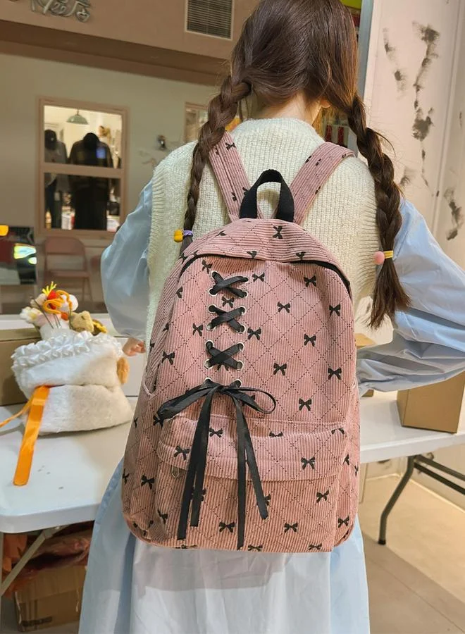 Take Two Bow Print Zip Closure Backpack
