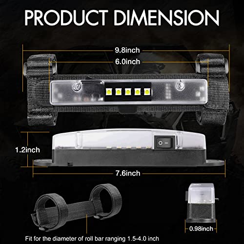 Rfroad Lighting UTV Dome Light, Rfroad Lighting Universal Roll Bar Mount LED Light UTV Interior Light Roll Cage Utility Light for UTV SXS Polaris RZR Can Am ATV Truck Car Off Road Kawasaki Golf Car - Image 5