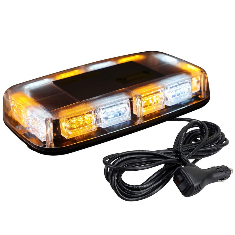 ASPL [Upgraded 5] 48LED Roof Top Strobe Lights, High Visibility Emergency Safety Warning LED Mini Strobe Light bar with Magnetic Base for 12-24V Snow Plow, Trucks, Construction Vehicles (Amber/White) - Image 1