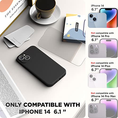 SURPHY Compatible with iPhone 14 Case with Screen Protector Camera Protection Soft Microfiber Lining Liquid Silicone Phone Case 61 inch 2022 Black - Image 3