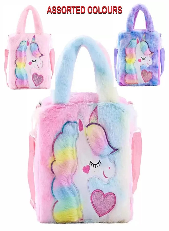 SNAPTRON Girls Unicorn Side Bag Shoulder Fur Stylish - Unicorn Sling Bags Easy To Carry/Best Kanjak Gifts, Naratri Gift for Kanya/School Coin Bag, Multicolor/Kanjak Gift for girls - Image 4