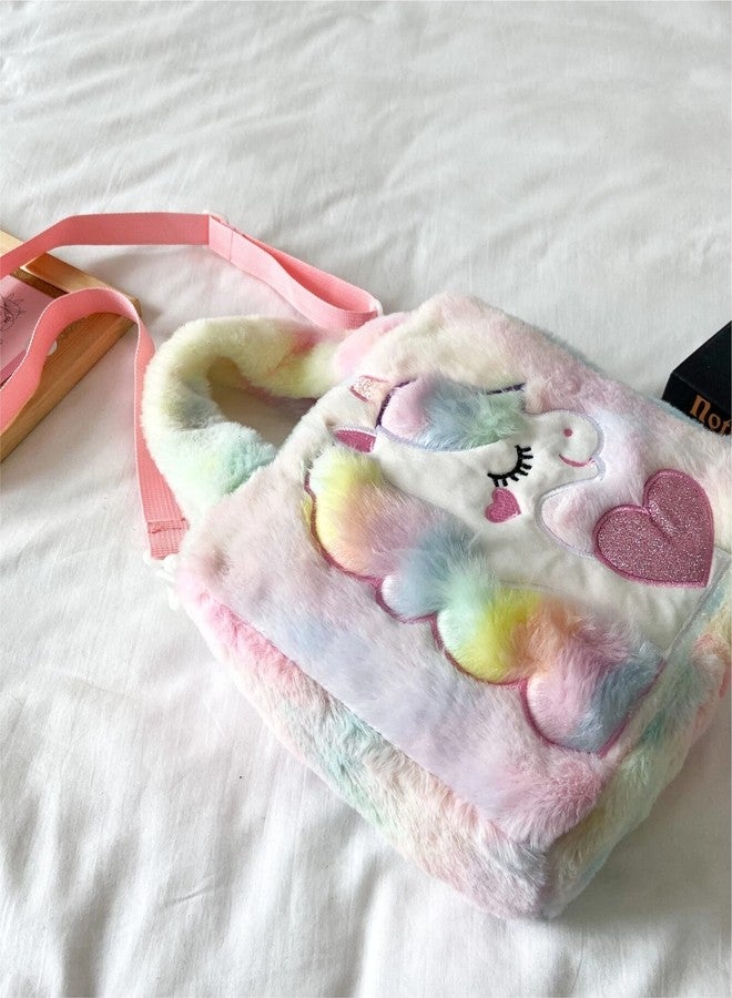 SNAPTRON Girls Unicorn Side Bag Shoulder Fur Stylish - Unicorn Sling Bags Easy To Carry/Best Kanjak Gifts, Naratri Gift for Kanya/School Coin Bag, Multicolor/Kanjak Gift for girls - Image 5