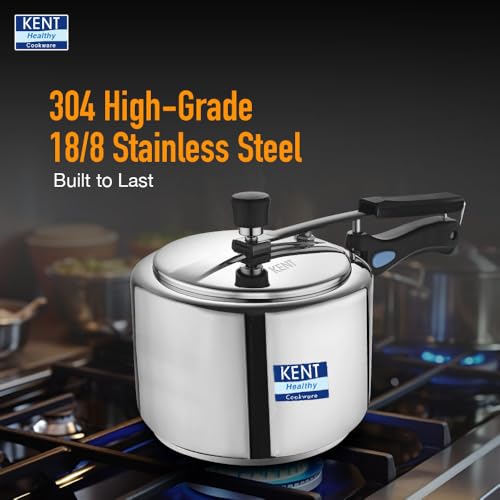 KENT Stainless Steel 2 Litre Pressure Cooker with SS Inner Lid | 4.66mm Heavy Encapsulated Bottom | Injection Moduled Handles For Durability | Lead Free Safety Valve | Suitable For Induction Cooktop - Image 3