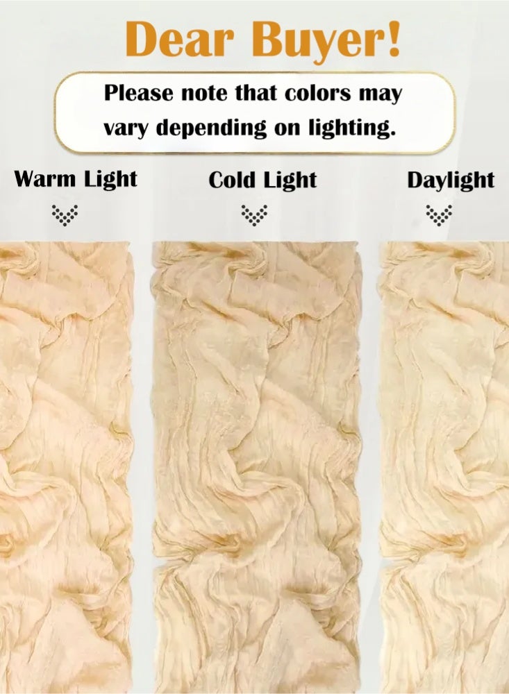 PHISMA Crumpled Gauze Table Runner, 90 x 300 cm Boho Gauze Table Runner for Wedding Bridal Baby Shower Birthday Party Table Decoration - Image 4