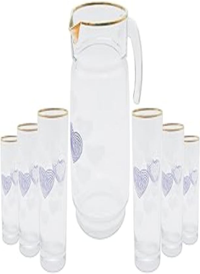 segaey Segaey Greek Crinkle Highball Glass / 7 Pcs including +1 Jug/Elegant design, Trusted Brand, Attractive shape of Water, Smoothies, Juices, Cocktails/High Quality Materials 