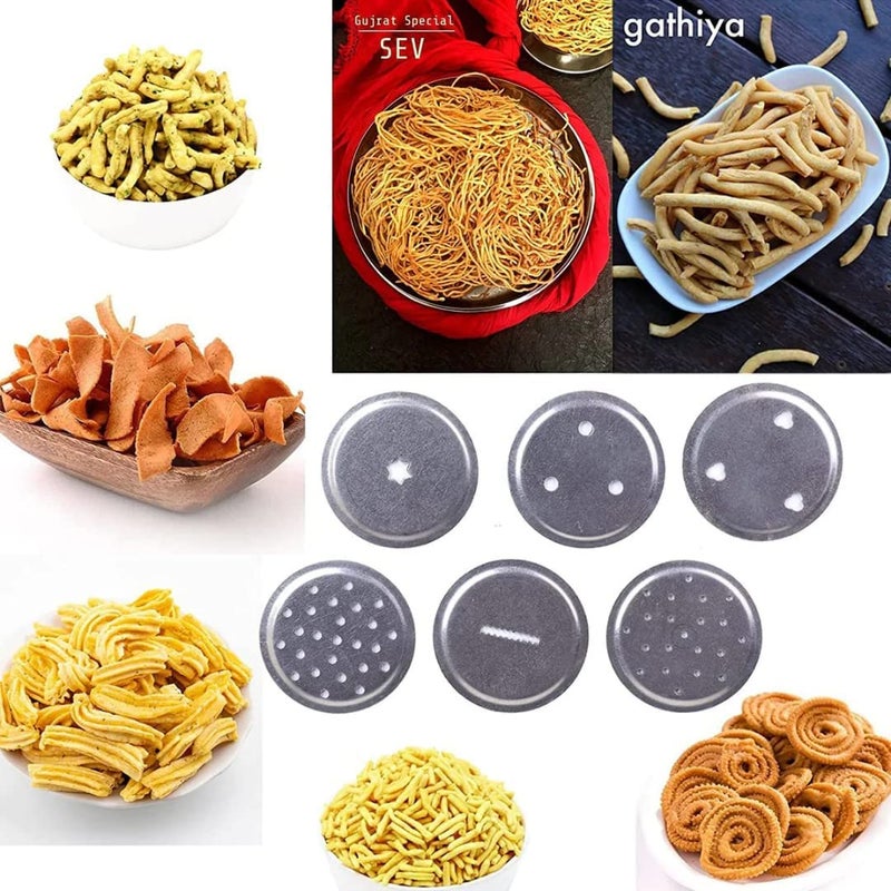 RK RETAILER RK RETAILER Stainless Steel Indian Made Sevanazhi Sevai Nazhi Sev Sancha Gathiya Murukulu Janthikulu Idiyappam Maker with Free 6 Different Jali  - Image 4