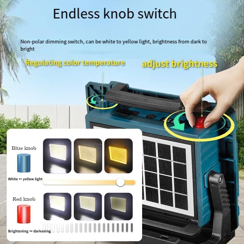 MIXEN Super Bright Solar Flood Light Portable Cordless Outdoor Floor Standing Light for Power Failure Emergency and Camping Flashlight Car Explosion Proof Floodlight 400 W - Image 3