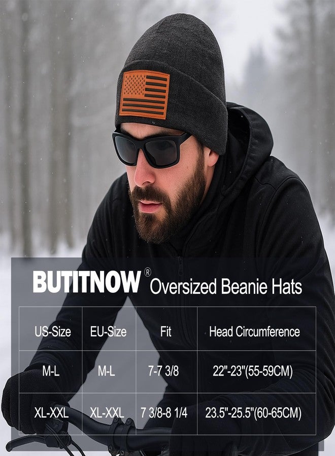 BUTITNOW قبعة صوف ميرينو كبيرة الحجم من BUTITNOW، مقاسات M/L/XL/XXL، مزينة بعلم أمريكي، للرجال والنساء، مبطنة بالفرو، لون أسود - Image 2