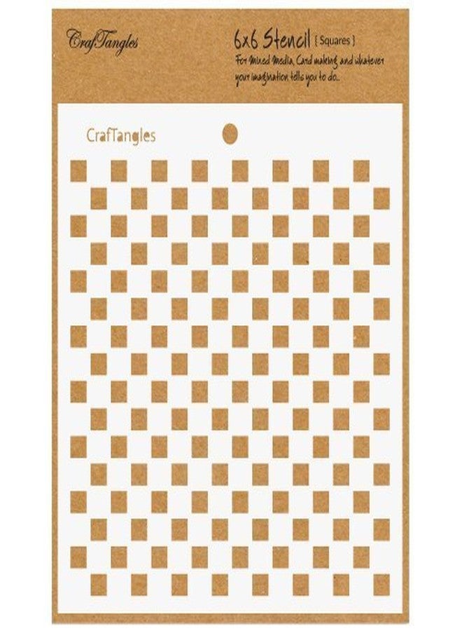 CrafTangles Art and Craft Stencil - Squares, 6x6 inch, Reusable, use for DIY Painting on Canvas, Fabric, Cloth, Paper, Glass, Furniture, Wall, Mixed Media and Decoupage, 1Pc, CTCS65