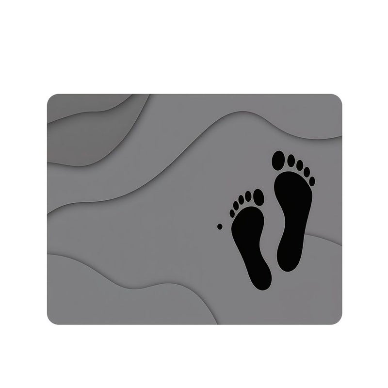 Soft Absorbent Diatom Mud Floor Mat With Black Footprints 40x60 Cm Machine Washable Hand Washable For Kitchen Hallway Bedroom Entrance Bathroom Living Room Door Mat Shower Room - Image 5