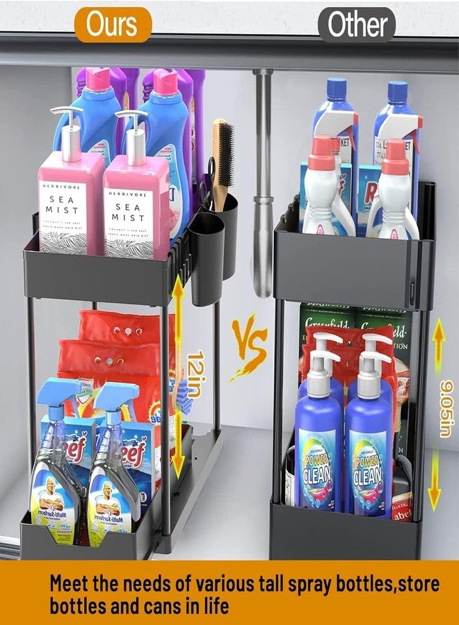 FALONG Under Sink Organizers,Expandable Cabinet Shelf Organizer 2 Tier Under Storage Rack with Removable Panels,Plastic Storage Organizer Adjustable Kitchen Rack Holder Pack - Image 4